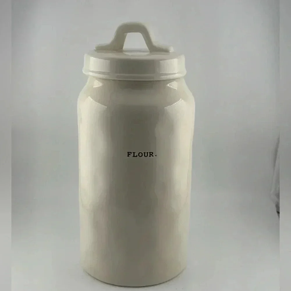 SALE FIRM Rae Dunn Vintage white ceramic Typewriter Collection Canister jarFLOUR